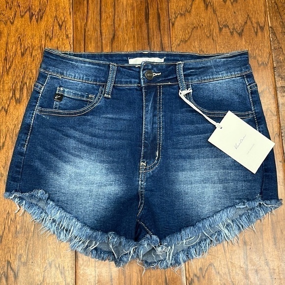 KanCan raw fringe hem high rise shorts - Picture 3 of 9